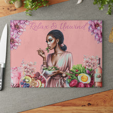 Load image into Gallery viewer, Glass Cutting &amp; Cheese Board (Relax &amp; Unwind)