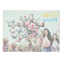 Load image into Gallery viewer, Glass Cutting &amp; Cheese Board (Easter Blessings)