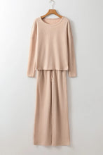 Load image into Gallery viewer, Round Neck Long Sleeve Top and Drawstring Pants Lounge Set