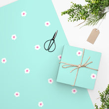Load image into Gallery viewer, Turquoise &amp; White Flowers Wrapping Paper