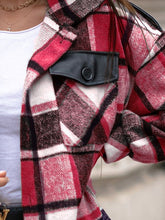 Load image into Gallery viewer, Pocketed Plaid Button Up Dropped Shoulder Shacket