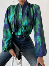 Load image into Gallery viewer, Honey Tie-Dye Button Up Balloon Sleeve Blouse