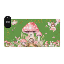 Load image into Gallery viewer, &quot;Green Fairyland&quot; LED Phone Charging  Mouse Pad (White Fairy)