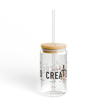 Load image into Gallery viewer, &quot;Created&quot; 16 oz Glass w / Bamboo lid and Straw