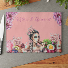 Load image into Gallery viewer, Glass Cutting &amp; Cheese Board (Relax &amp; Unwind)