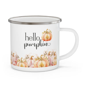 "Hello Pumpkin"  Enamel Fall Coffee Mug