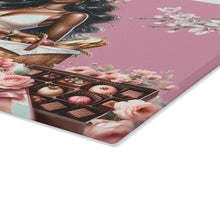 Load image into Gallery viewer, Glass Cutting or Cheese Board (Pink Spring)
