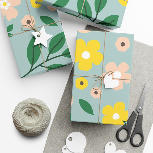 Blue Floral Gift Wrap