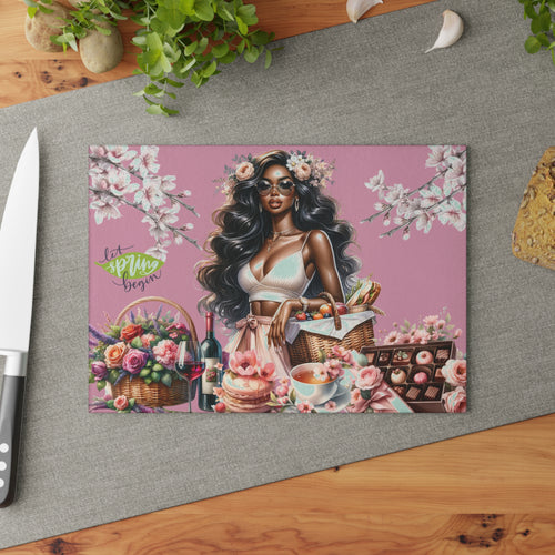 Glass Cutting or Cheese Board (Pink Spring)