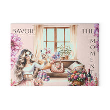 Load image into Gallery viewer, Glass Cutting &amp; Cheese Board (Savor The Moment)