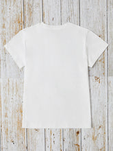Load image into Gallery viewer, Letter Graphic Round Neck Short Sleeve T-Shirt