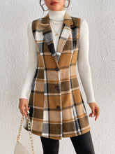 Load image into Gallery viewer, Honey Plaid Lapel Collar Vest
