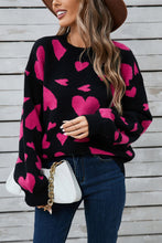 Load image into Gallery viewer, Angel Wings Heart Contrast Round Neck Long Sleeve Sweater