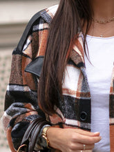 Load image into Gallery viewer, Pocketed Plaid Button Up Dropped Shoulder Shacket