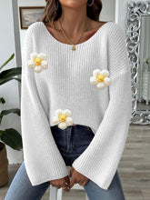 Load image into Gallery viewer, Flower Round Neck Long Sleeve Sweater