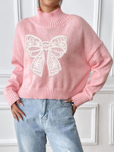 Load image into Gallery viewer, Bow Turtleneck Long Sleeve Sweater