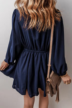 Load image into Gallery viewer, Drawstring Half Button Long Sleeve Dress