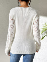 Load image into Gallery viewer, Openwork V-Neck Long Sleeve Sweater