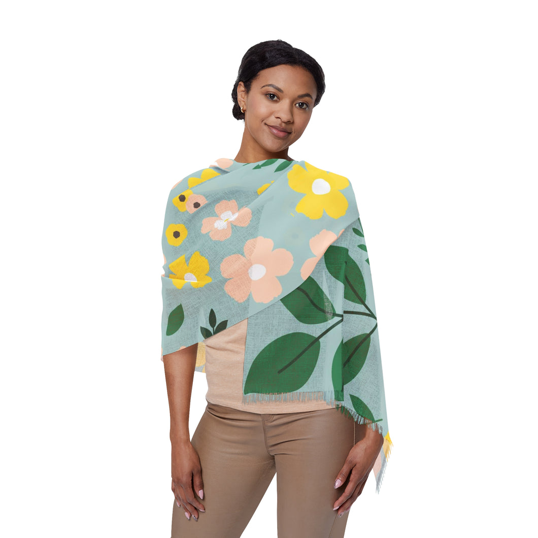 Sky Blue Floral Scarf
