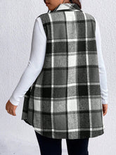 Load image into Gallery viewer, Honey Plus Size Pocketed Plaid Button Up Vest Coat