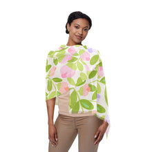 Load image into Gallery viewer, Pink and Green Sheer Floral Scarf