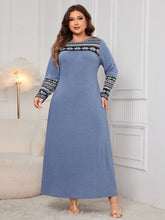 Load image into Gallery viewer, Honey Plus Size Printed Round Neck Long Sleeve Dress