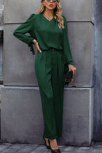 Load image into Gallery viewer, Honey V-Neck Long Sleeve Top and Wide Leg Pants Set