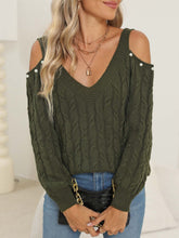 Load image into Gallery viewer, Cable-Knit Cold Shoulder Sweater