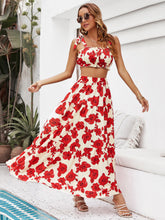 Load image into Gallery viewer, Honey Floral Tie Shoulder Top and Tiered Maxi Skirt Set
