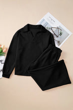 Load image into Gallery viewer, Textured Long Sleeve Top and Drawstring Pants Set