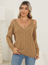 Load image into Gallery viewer, Cable-Knit Cold Shoulder Sweater