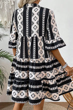 Load image into Gallery viewer, Tiered Printed Notched Half Sleeve Dress