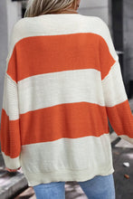 Load image into Gallery viewer, Color Block Dropped Shoulder V-Neck Sweater