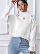 Load image into Gallery viewer, Flower Turtleneck Long Sleeve Sweater