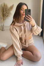 Load image into Gallery viewer, Drawstring Long Sleeve Hooded Top and Shorts Set