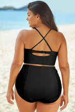Load image into Gallery viewer, Full Size Halter Neck Crisscross Ruched Two-Piece Swimsuit