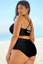 Load image into Gallery viewer, Full Size Halter Neck Crisscross Ruched Two-Piece Swimsuit