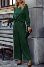 Load image into Gallery viewer, Honey V-Neck Long Sleeve Top and Wide Leg Pants Set