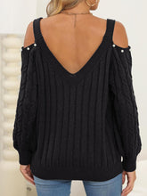 Load image into Gallery viewer, Cable-Knit Cold Shoulder Sweater