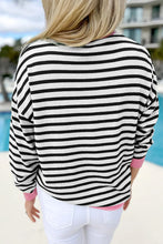 Load image into Gallery viewer, Striped Round Neck Long Sleeve Sweatshirt