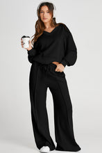 Load image into Gallery viewer, V-Neck Long Sleeve Top and Pants Active Set