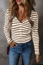Load image into Gallery viewer, Striped V-Neck Long Sleeve Top