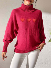 Load image into Gallery viewer, Heart Turtleneck Long Sleeve Sweater