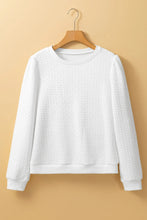Load image into Gallery viewer, Textured Round Neck Long Sleeve Top