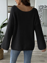 Load image into Gallery viewer, Heart Boat Neck Dropped Shoulder Sweater