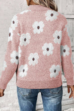 Load image into Gallery viewer, Flower Half Zip Long Sleeve Sweater