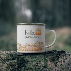 "Hello Pumpkin"  Enamel Fall Coffee Mug