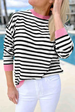 Load image into Gallery viewer, Striped Round Neck Long Sleeve Sweatshirt