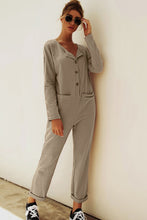 Load image into Gallery viewer, Buttoned Drop Shoulder Pocket Jumpsuit