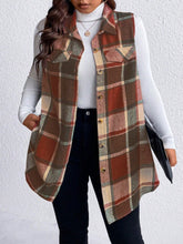 Load image into Gallery viewer, Honey Plus Size Pocketed Plaid Button Up Vest Coat